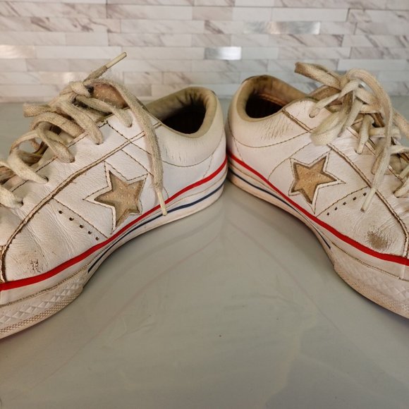 DEADSTOCK Converse Shoes Women Size 8.5 Sneakers White Low Leather One Star 90s - Picture 9 of 16